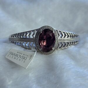 J Francis Plum Purple Swarovski Crystal Cuff in Stainless Steel
